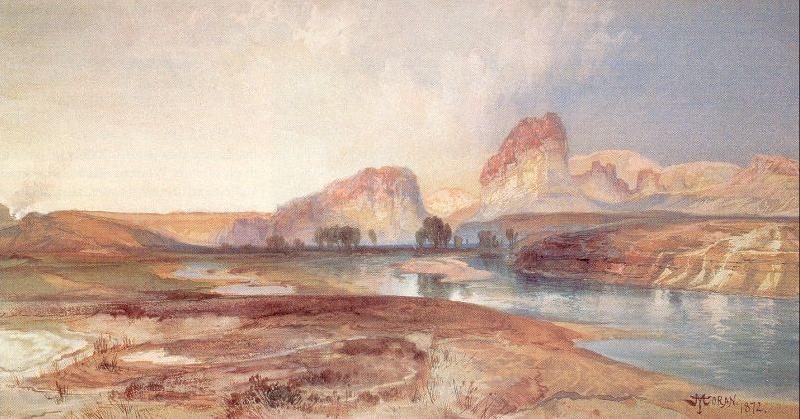Moran, Thomas Cliffs, Green River, Wyoming Norge oil painting art